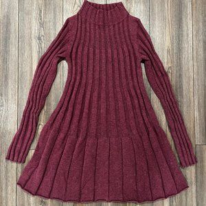 Anthropologie - Maroon ribbed knit mockneck dress